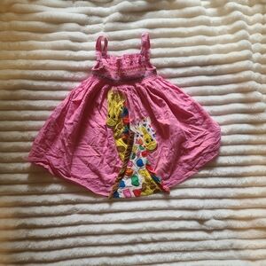 Mini Boden Pink Dress with Colorful Giraffe Design